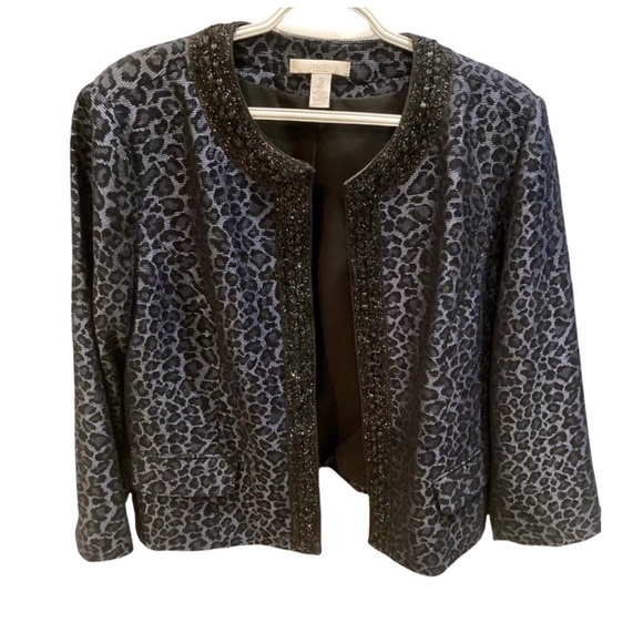 Chico’s 3 Embellished Animal Jacquard Jacket - Picture 4 of 8